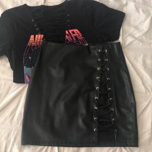 New Bebe High Waisted Leather Skirt